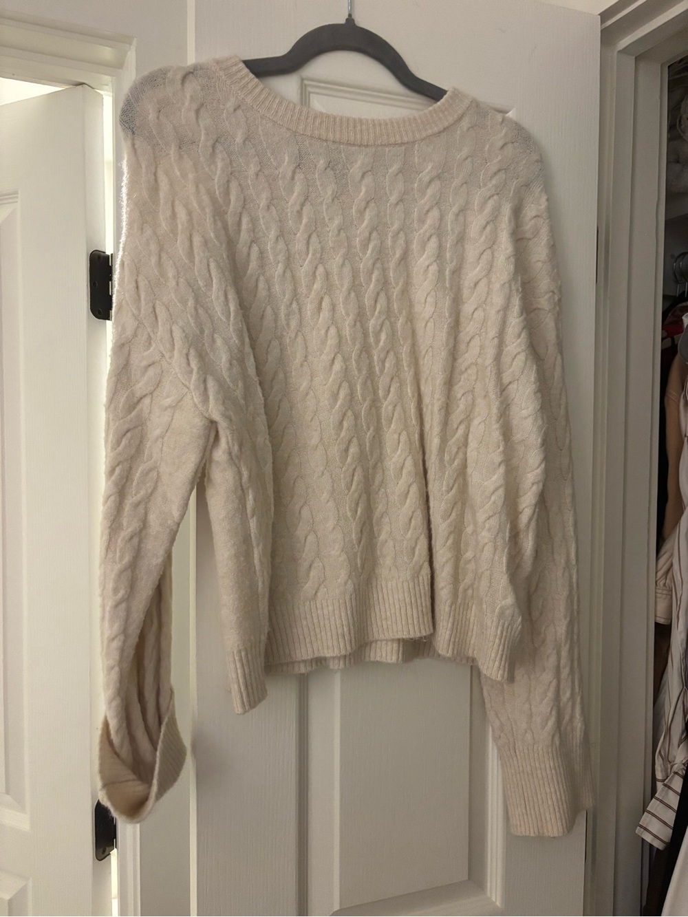 H&M Cream Cable-Knit Scoop Neck Sweater
